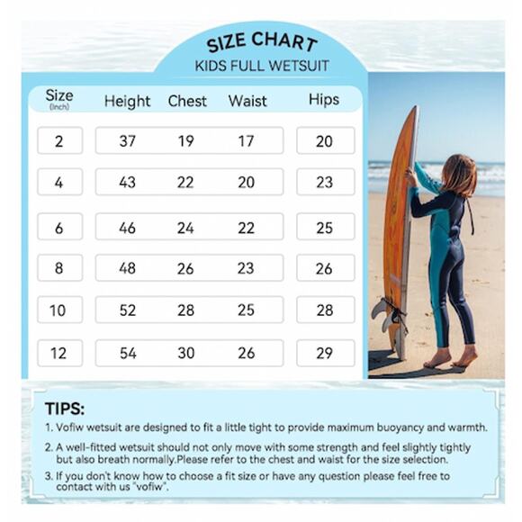 Vofiw Kids Full Body Wetsuit Brand new size 10 - Picture 3 of 3